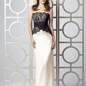 Dessy 2849...Bridesmaid / Formal Dress....Ivory / Black...Size 0..NWT